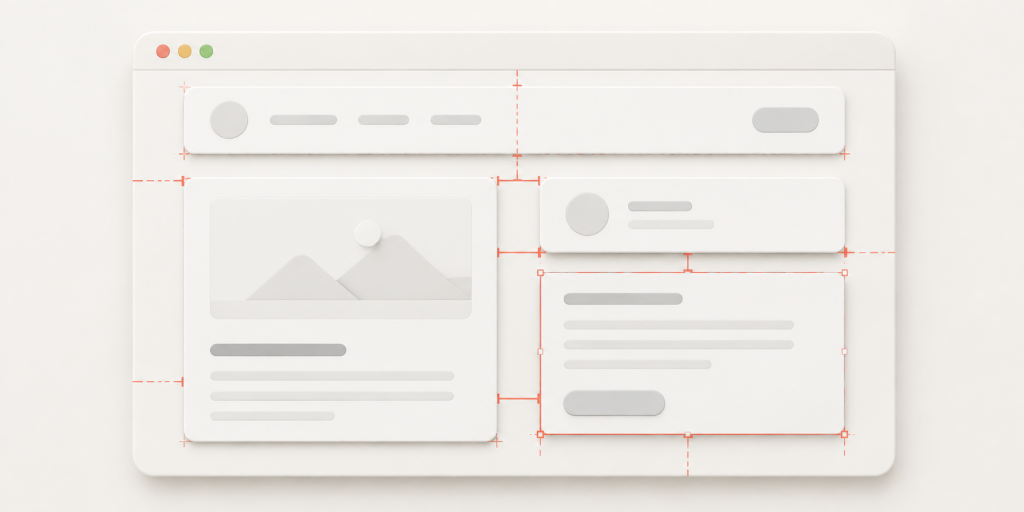 Interface layout with guides measuring spacing and alignment